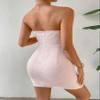 ACEMT Women's Button Detail Tube Dress (Color : Pink, Size : Medium) view 3