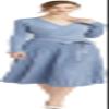 Ailaoyou Sweater Dress for Women Long Sweater Dress Belt Big Swing Pleated V Neck Cashmere Long Belted Textured Dress Casual Ribbed Knit A Line Pullover Vestido Tipo Sueter para MujerAC-1303-Blue-M view 1