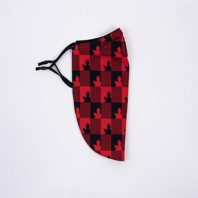 Beard Face Mask for Men with Beard, Bearded Men Mask, Canadian Flannel Pattern, Cotton, Red, 4 Inches