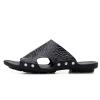 HOOENG Mens Slide Sandals Closed Toe Crocodile Print Pool Slide Slippers Leather Water Resistant Outdoor Slipper Shoes (Color : Black, Size : 9.5) view 2