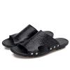 HOOENG Mens Slide Sandals Closed Toe Crocodile Print Pool Slide Slippers Leather Water Resistant Outdoor Slipper Shoes (Color : Black, Size : 9.5) view 4