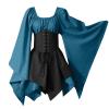 Halloween Customers for Women Skeleton Print Lace Sling Faire Fairy Dress Long Sleeve for Renaissance Festival Cosplay Party Medieval Day Vestidos espeluznantes para Mujer view 1