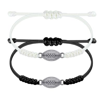 SmileBelle Football Bracelets Football Valentine Gifts 2 PCS Adjustable Braided Rugby Bracelets Football Stuff as Game Day College Birthday Gifts for Football Players Fans