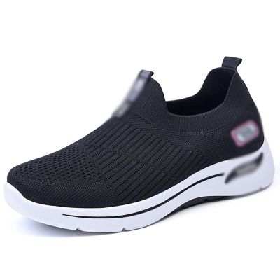 DHAEY Women's Orthopedic Sneakers Women's Orthopedic No-Tie Sneaker with Arch Support Comfort Soft Breathable with Arch Support Knit Casual Shoes (Color : Black, Size : 5.5)