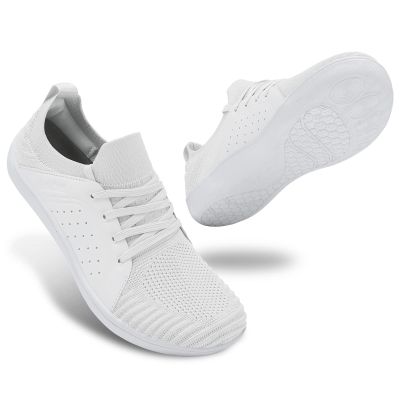 relxfeet Men's Cross-Trainer Minimalist Barefoot Shoes Wide Toe Zero Drop Sole Walking Shoes Lightweight Non Slip Trail Running Sneakers for Fitness Jogging Wrestling Hiking Lifting White7.5