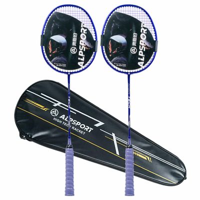 ALPSPORT RR Graphite Badminton Rackets Sets of 2, Composite Carbon Fiber Aluminum Racquets Including Badminton Bag, 2 Tied Grip Tapes (Purple)