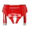 Agoky Womens Shiny Metallic Booty Shorts Crotchless Hot Pants with Garter Clips for Stage Pole Dance Red XX-Large view 4
