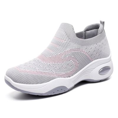 DHAEY Women's Orthopedic Sneakers Comfort Soft Breathable Foot Heel Pain Relief Women's Orthopedic No-Tie Sneaker with Arch Support (Color : Gray, Size : 5.5)