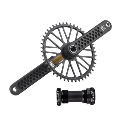 LSRRYD Road Bicycle Crankset 160mm 165mm 170mm 175mm Crank Arm Set 40T 42T 44T 46T 48T for 7-12 Speed Single Chainring with Bracket Bottom for Gravel Bikes(42T,170mm)