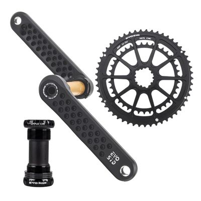LSRRYD Mountain Bike Hollow Integrated Crankset 160mm 165mm 170mm 175mm Crank Arm Set Aluminum Alloy Mountain Bike Cranksets with BB Double Chainring 50-34T 52-36T 53-39T for 7-12 Speed(53-39T,170mm)