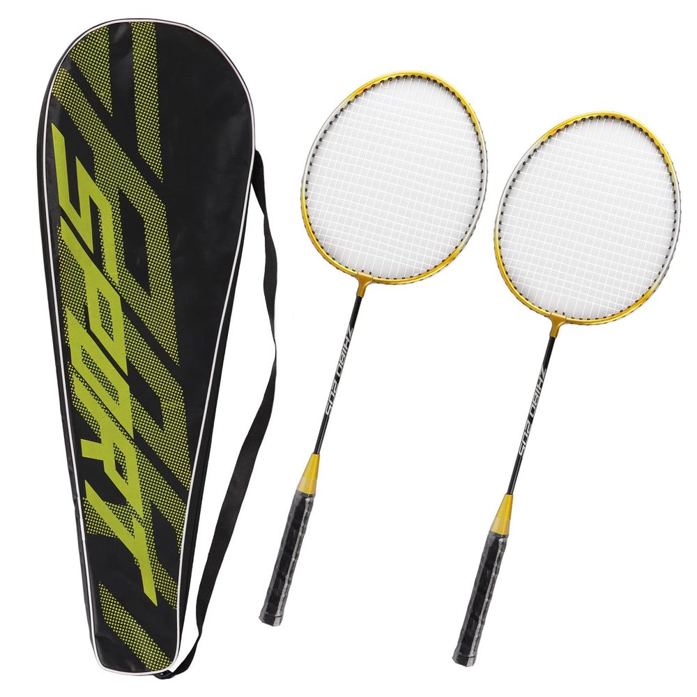 205 Badminton Racket, Split Iron Alloy Badminton Racket Set, Reduced Wind Resistance, Non Slip, T Shape Serve Design, for Amateur Beginner Training Outdoor Backyard Playground Gym