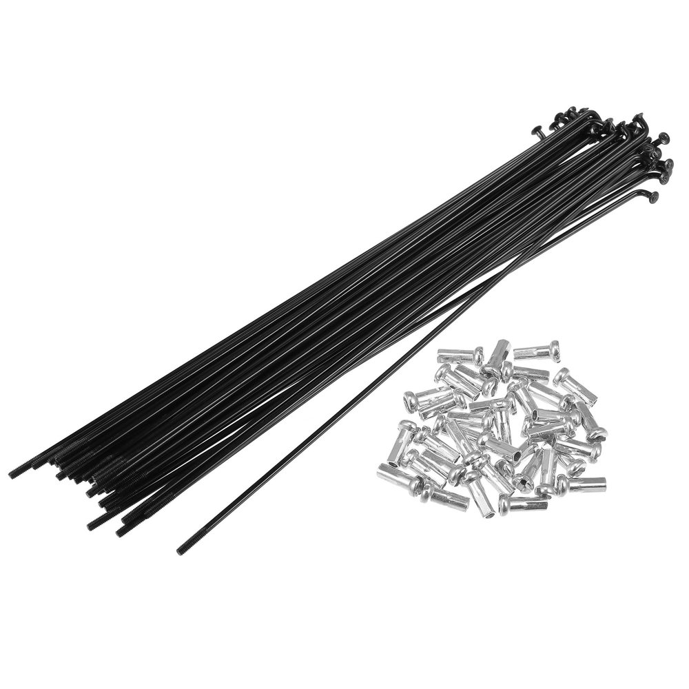 X AUTOHAUX 36pcs 14G J Bend Bicycle Steel Spokes 187mm 7.36" Cycle Spokes with Brass Nipples for Mountain Bike MTB