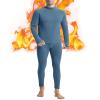 Runhit Long Johns for Men Thermal Underwear Set Winter Fleece Base Layer Thermal Top and Bottom Long Underwear Mens Cold Weather Small Blue view 1