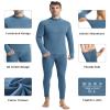 Runhit Long Johns for Men Thermal Underwear Set Winter Fleece Base Layer Thermal Top and Bottom Long Underwear Mens Cold Weather Small Blue view 4