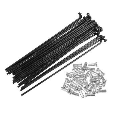 X AUTOHAUX 36pcs 14G J Bend Bicycle Steel Spokes 125mm 4.92" Cycle Spokes with Brass Nipples Steel Spokes for Mountain Bike MTB