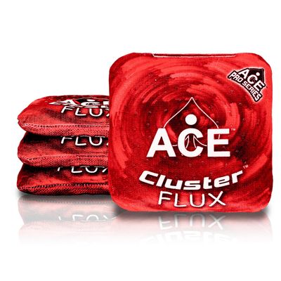 CornholeAce Cluster Flux | Red (Set of 4 Bags) | ACE Pro Stamped | Cluster Pad Technology | Dual Sided Slick Stick All Weather | Professional Cornhole Bags
