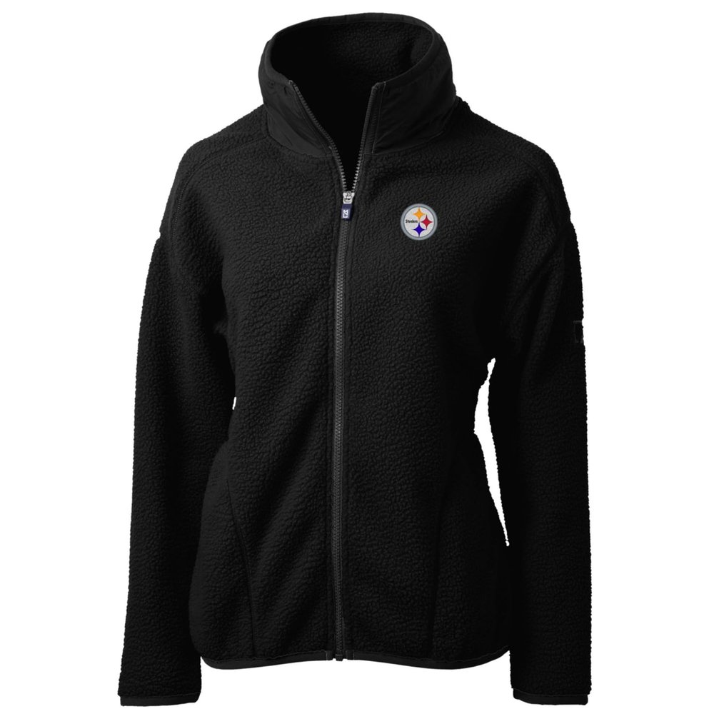 Cutter & Buck Women's Black Pittsburgh Steelers Cascade Eco Sherpa Fleece Full-Zip Jacket