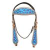 HILASON Western Horse Leather Headstall Set Turquoise Cheetah view 1