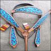 HILASON Western Horse Leather Headstall Set Turquoise Cheetah view 4