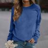 Women's Casual Crew Neck Sweatshirts Long Sleeve Solid Tunic Tops Cute Loose Fit Pullovers Classic Basic Soft Comfy Dark Blue view 2