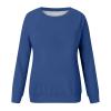 Women's Casual Crew Neck Sweatshirts Long Sleeve Solid Tunic Tops Cute Loose Fit Pullovers Classic Basic Soft Comfy Dark Blue view 3