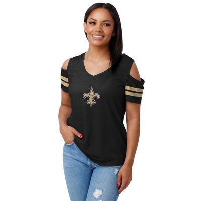 FOCO New Orleans Saints NFL Womens Cold Shoulder T-Shirt - X-Large