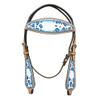HILASON Western Horse Leather Headstall Set Turquoise Leopard view 1