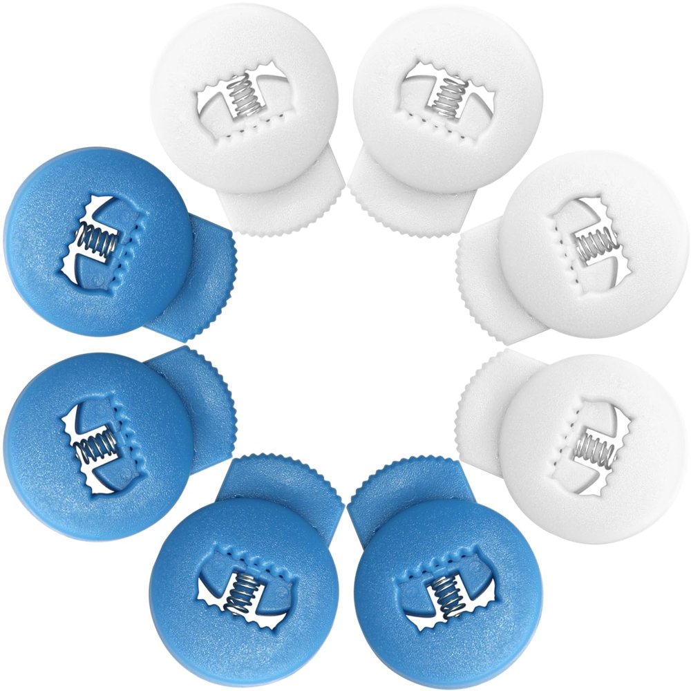Jomeya Glove Locks, Lace Locks for Baseball Glove 8 Pack, No More Knots Required, Universal Fit for Baseball and Softball Gloves (Sky Blue-White)