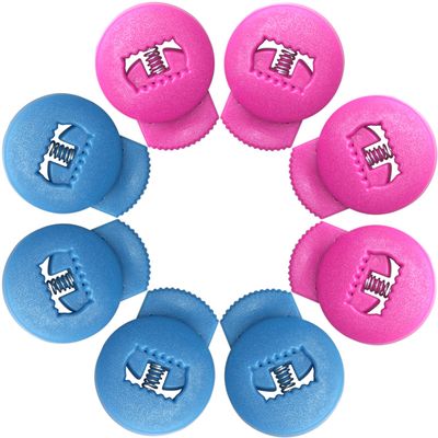 Jomeya Glove Locks, Lace Locks for Baseball Glove 8 Pack, No More Knots Required, Universal Fit for Baseball and Softball Gloves (Pink-Sky Blue)