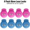 Jomeya Glove Locks, Lace Locks for Baseball Glove 8 Pack, No More Knots Required, Universal Fit for Baseball and Softball Gloves (Pink-Sky Blue) view 4