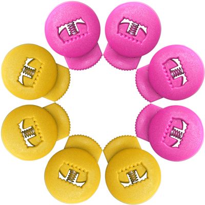 Jomeya Glove Locks, Lace Locks for Baseball Glove 8 Pack, No More Knots Required, Universal Fit for Baseball and Softball Gloves (Pink-Yellow)