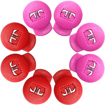 Jomeya Glove Locks, Lace Locks for Baseball Glove 8 Pack, No More Knots Required, Universal Fit for Baseball and Softball Gloves (Red-Pink)