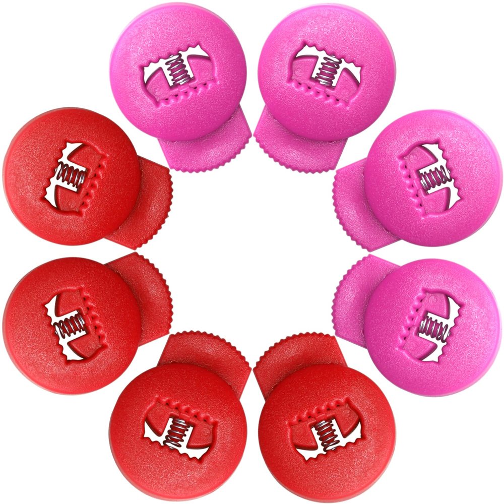 Jomeya Glove Locks, Lace Locks for Baseball Glove 8 Pack, No More Knots Required, Universal Fit for Baseball and Softball Gloves (Red-Pink)