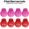 Jomeya Glove Locks, Lace Locks for Baseball Glove 8 Pack, No More Knots Required, Universal Fit for Baseball and Softball Gloves (Red-Pink) view 4