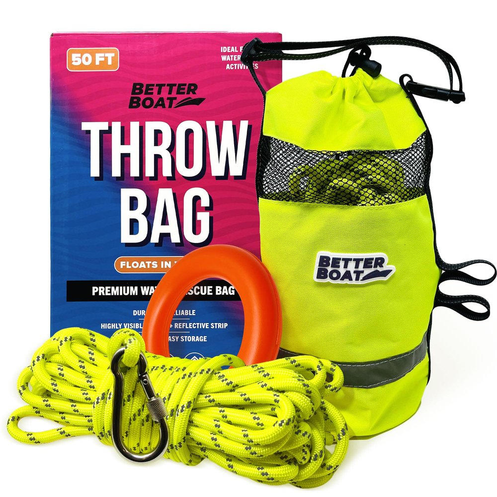 Better Boat Water Throw Bag for Rescue, 50 FT Rope, Water Rescue Equipment with Line Bag, Ideal for Kayak, Larger Boats, and Emergency Use