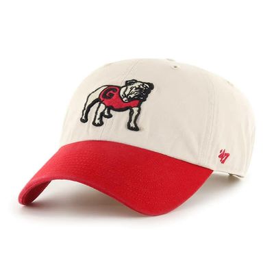 47 Georgia Bulldogs Hat Mens Womens Sidestep Clean Up Adjustable Cap, Bone White/Red