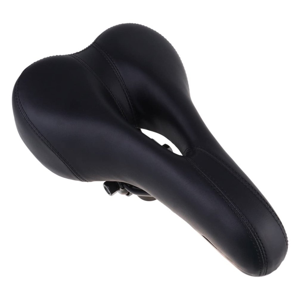 INOOMP 1pc Comfortable Breathable Bike Saddle Cushion for Mountain Biking Ergonomic Design Shock Absorption Compatible Black Color