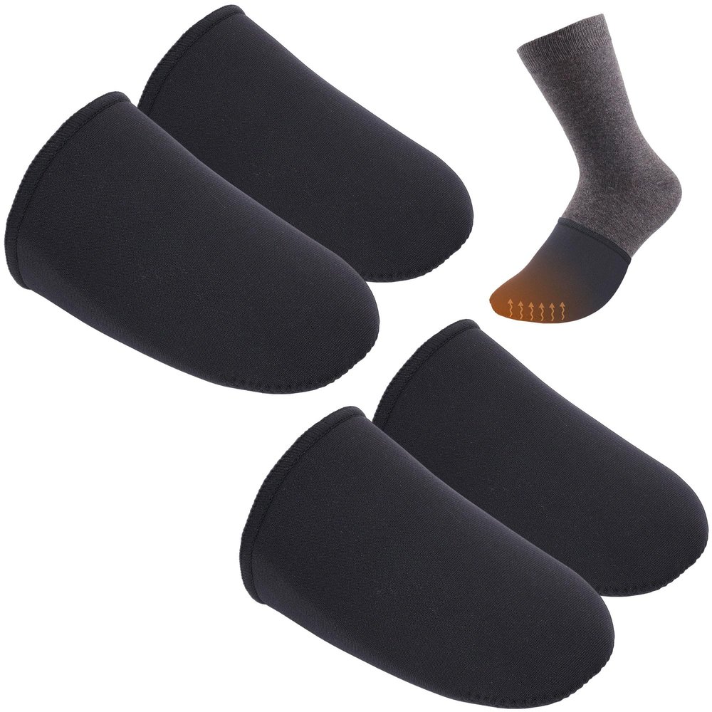 2 Pairs 3mm Neoprene Toe Warmers- L Size Toe Covers Toe Warmer Booties- Thermal Foot Toe Caps Socks for Cycling, Hiking, Running, Winter Outdoor Sports (Worn Inside Shoes)