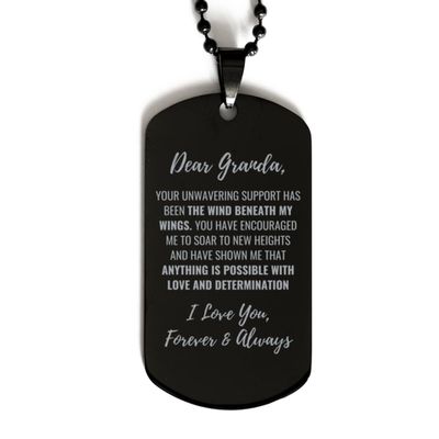 Dear Granda, The Wind Beneath My Wings Dog Tag, For Granda, Valentines Birthday Gifts for Granda, Mother's Day, Father's Day and Christmas Gifts for Granda