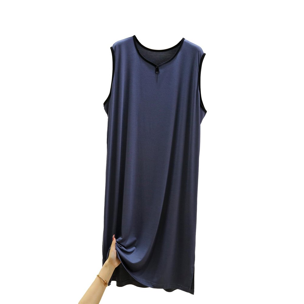 Men's Sleeveless Nightgowns, Mens Classic Modal Pajamas Ultra Soft Nightshirt Loose fit Nightdress L-3XL,High Gray,XL