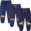 GFQLONG 3 Pack Baby Boy Drawstring Elastic Sweatpants,Toddler Cotton Dinosaur Active Jogger Pants with Pockets,Car&Dinosaur,5-6T view 1