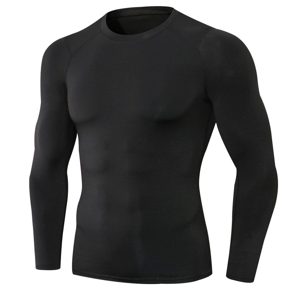 SPVISE Compression Shirt Men Long Sleeve Workout Gym Baselayer Top Black