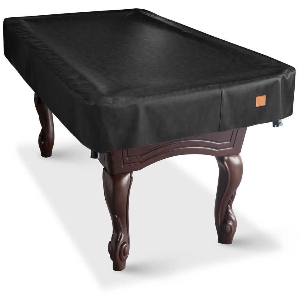 BEARCOVER Heavy Duty Leatherette Billiard Pool Table Cover, Waterproof & Tearproof Cover for Pool Table 7/8/9FT (Black/Faux Lambskin, 9FT-(112"LX 62"WX 8H))