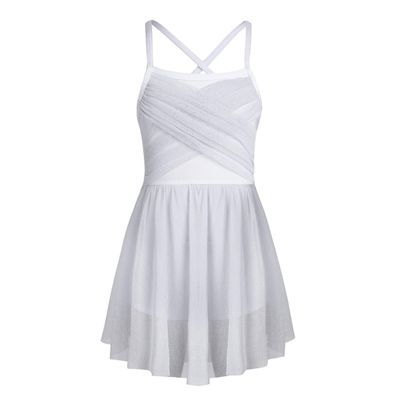 Alvivi Kids Girls Cross Back Camisole Ballet Leotard Tutu Dress Ballerina Lyrical Modern Dance wear Dancing Costume White A 12 Years