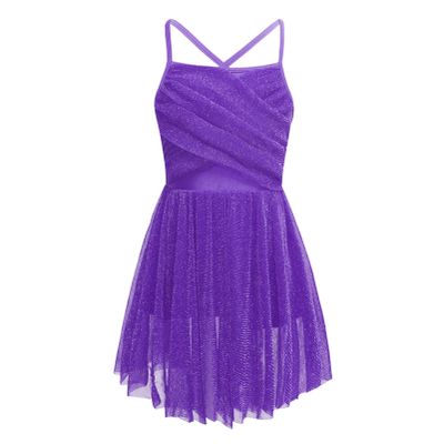 Alvivi Kids Girls Cross Back Camisole Ballet Leotard Tutu Dress Ballerina Lyrical Modern Dance wear Dancing Costume Purple A 6 Years