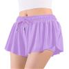 Auranso Girls Flowy Shorts with Pocket 2-in-1 Athletic Running Butterfly Shorts 3Pack Rose Red-Purple-Light Green 11-12 Years view 4