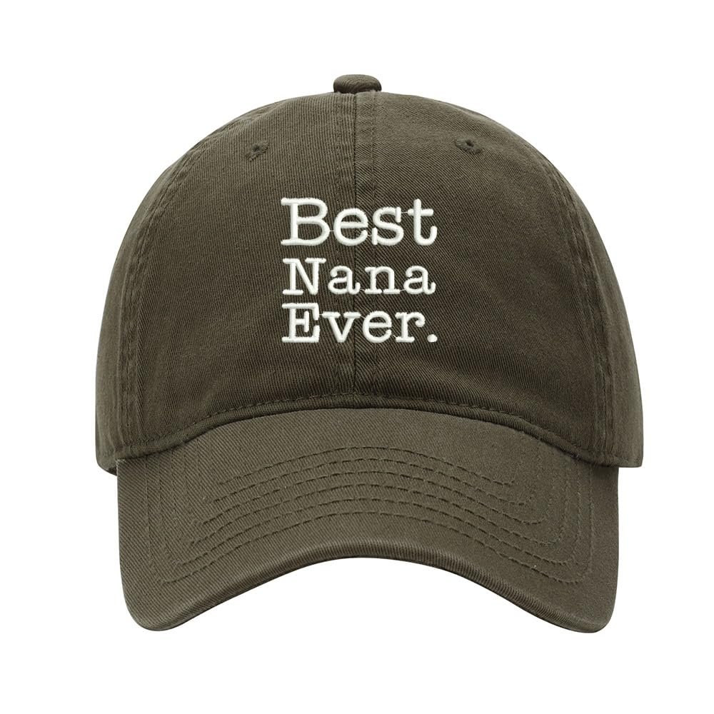 Baseball Cap Men Best Ever Nana Gift Embroidered Washed Cotton Dad Hat Baseball Caps (Green,7 5/8)