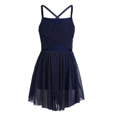 Alvivi Kids Girls Cross Back Camisole Ballet Leotard Tutu Dress Ballerina Lyrical Modern Dance wear Dancing Costume Navy Blue A 8 Years