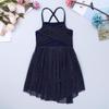 Alvivi Kids Girls Cross Back Camisole Ballet Leotard Tutu Dress Ballerina Lyrical Modern Dance wear Dancing Costume Navy Blue A 8 Years view 3