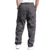 THWEI Mens Cargo Pants Casual Baggy Drawstring Loose Fit Hip Hop Pants with Pockets Grey M view 4
